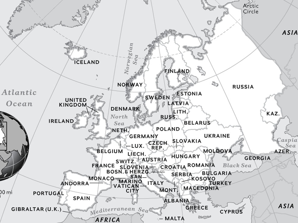 What are the borders of Europe?